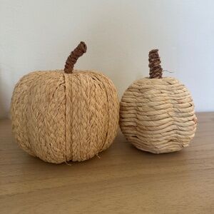 Straw Rattan Pumpkins - set of 2